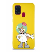 Samsung Galaxy M31 Soft Premier Kapak Sandy Tasarımlı Silikon Kılıf - Sarı (Şeffaf)