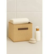 %100 Jüt Kapaksız Dolap Içi Çamaşır Oyuncak Düzenleyici Katlanır Saklama Kutusu 30x30x30 (Standart)