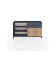 Arges Konsol 3 Raflı 2 Çekmeceli 2 Kapaklı 176x30x99 Antrasit-Çam/Antrasit