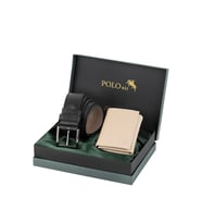 Polo Air Mıknatıslı Cüzdan Ve Kemer Erkek Kombin Set Vizon Siyah Renk M-04-V (Vizon - Siyah)