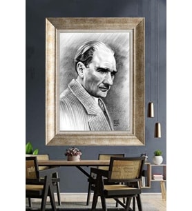 Gümüş Çerçeveli Atatürk Tablo za253