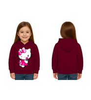 Unisex hello kity  Baskılı Çocuk Swaetshirt  Baskılı Kapüşonlu 3 İplik Şardonlu (Bordo)