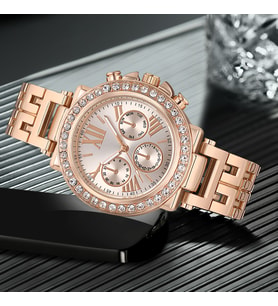 DEEPWELL Rose Renk Kadın Kol Saati Bileklik Hediyeli BG33