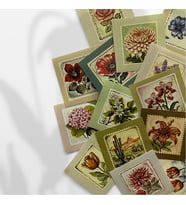 Vintage Çiçek Temalı 25'li Pul Sticker Seti  Çiçek Çıkartmaları, Scrapbook & Journal Çıkartmalar
