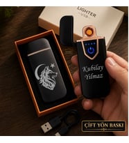 Kişiye Özel 5 Farklı Tasarım  Kurt Logo Seçeneğiyle Usb Şarjlı Çakmak - Hemen Kargo