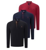 ÜÇLÜ SET V4009 DEWBERRY ERKEK SWEATSHIRT-SİYAH-LACİVERT-BORDO