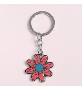 ÇİÇEK TASARIMLI METAL ANAHTARLIK-PEMBE-ANAH286
