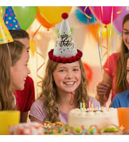 40 cm Baş Çevresi – 25 cm Kırmızı Varaklı Ponponlu Happy Birthday Doğum Günü Şapkası