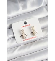 Mey İthalat® Pirinç Renk Zirkon Taşlı Vintage Kadın Küpe