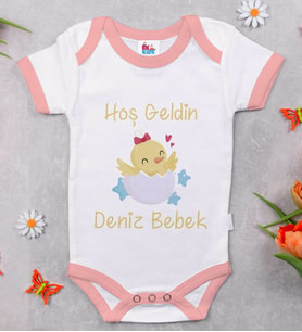 BK Kids İsimli Hoş Geldin Bebek Tasarımlı Pembe Bebek Body Zıbın-2