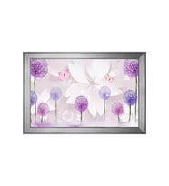 Soyut Şekiller ve Çiçekler Motifli Kanvas Tablo 50 x 70 cm Silver Çerçeve