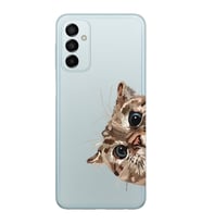 Samsung Galaxy M14 Uyumlu Tatlı Kedi Desenli Şeffaf Telefon Kılıfı