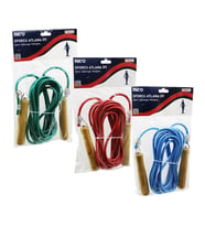AHŞAP SAPLI PVC ATLAMA İPİ RENKLİ 5MT (5343)