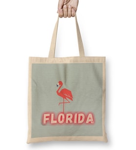 Florida Love - Vintage Retro Rainbow Bez Çanta Uzun Saplı