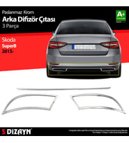 Skoda Superb Krom Egzoz Çıkışı 3 Parça Set 2015-2019