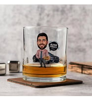 Kişiye Özel Siyah Arabalı Erkek Karikatürlü Viski Bardağı