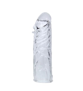 14 cm Damarlı Uzatmalı Şeffaf Silikon Penis Kılıfı