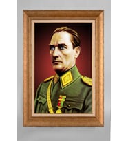 Altın Varaklı Paspartulu Çerçeveli Atatürk Tablo sd246