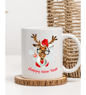 Happy New Year Geyik Temalı Kupa Bardak