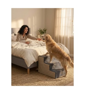 Ortopedik Büyük Boy Kedi ve Köpek Merdiveni, Fermuarlı Süngerli, 40x51x50cm