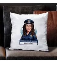 Kişiye Özel Hediye Karikatürlü En İyi Kadın Polis Memuru Yastık