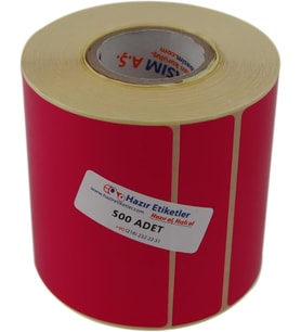 PP Opak Renkli Etiket 90mm x 90mm Ruloda 500 Adet 40mm Kuka Çapında Cam Yüzeylere İz Bırakmayan Etiket (Pembe)