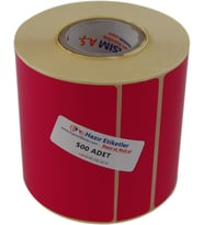 PP Opak Renkli Etiket 90mm x 90mm Ruloda 500 Adet 40mm Kuka Çapında Cam Yüzeylere İz Bırakmayan Etiket (Pembe)