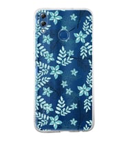 Huawei Honor 8x Uyumlu Kapak Floral Su Yeşili Tasarımlı Şeffaf Silikon Kılıf