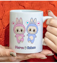 BK Gift Kişiye Özel Sevgili Sevimli Canavar Tasarımlı Beyaz Kupa Bardak-5, Arkadaşa Hediye, Sevgiliye Hediye, Doğum Günü Hediyesi
