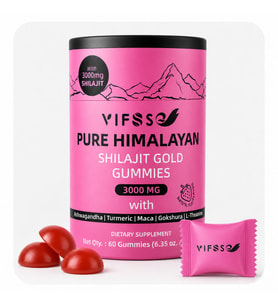 Pure Himalayan Shilajit Gold Gummies With Turmeric + Maca + Gokshura & L-theanine 60 Gummies