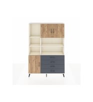 Arges Dolap 8 Raflı 4 Çekmeceli 3 Kapaklı 132x30x195 Aytaşı-Çam/Antrasit