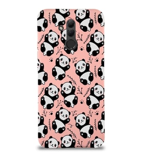 Huawei Mate 20 Lite Uyumlu Lansman Kılıf Panda Tasarımlı İçi Kadife Pembe Kapak (Şeffaf)