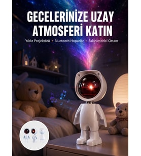 180 Derece Dönebilen Astronot Masa Ve Gece Lambası Projektör Yeni Nesil