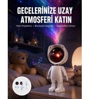 180 Derece Dönebilen Astronot Masa Ve Gece Lambası Projektör Yeni Nesil