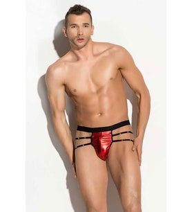 Fantezi Erkek Aşk Kırmızısı Metalli Tanga - String BC4598