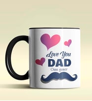 Kişiye Özel Love You Dad Tasarımlı Siyah Kupa Bardak (Siyah)