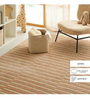 Ocean Home Textile Bej Renk Çizgi Desenli Şönil Halı Kilim 160 x 230 cm (Antik Kahve)