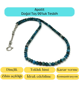 Sertifikalı Apatit 6mm 99luk Doğal Taş Tesbih