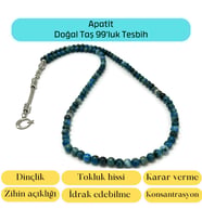 Sertifikalı Apatit 6mm 99luk Doğal Taş Tesbih