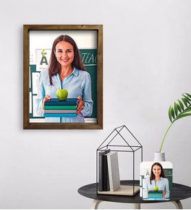 BK Gift Kişiye Özel Kadın Öğretmen Yağlıboya Tasarımlı Doğal Masif Ahşap Çerçeveli Tablo 45x65cm-1