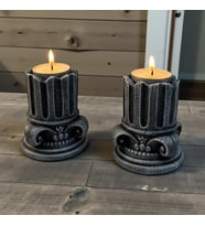 Yunan Sütunu Taş Mumluk Seti 2'li – 9 cm Tealight Şamdan, Dekoratif Obje