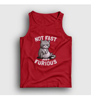 Presmono Unisex Kırmızı Not Fast Just Furious Cat Kedili Atlet 460583tt (Kırmızı)