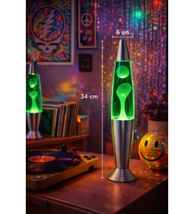 Retro Lav Lambası 34,5 cm – Yeşil Atmosfer Işığı, Dekoratif Gece Lambası, Konsept Lamba Aydınlatma