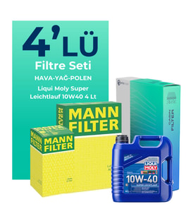 MANN Fiat Punto 1.4 Benzinli Filtre Bakım Seti Liqui Moly Motor Yağlı (2005-2011) 4 Lü