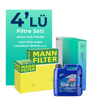 MANN Fiat Punto 1.4 Benzinli Filtre Bakım Seti Liqui Moly Motor Yağlı (2005-2011) 4 Lü