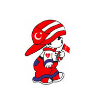 Türk Bayraklı Çocuk Sticker 15 Cm