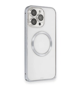 Joko Apple İphone 15 Pro Max Kılıf Metal Bumper Magneticsafe Kapak - Gri