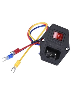 Kablolu 220V Erkek Power Soketi Sigorta Yuvalı ve Işıklı Açma Kapama Anahtarlı Kulaklıklı Montaj Tip