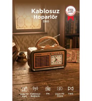 Torima Bluetooth Hoparlör Nostaljik Radyo Kablosuz Speaker D60 Kahverengi