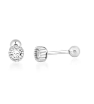 Yuvarlak Taşlı Gümüş Piercing